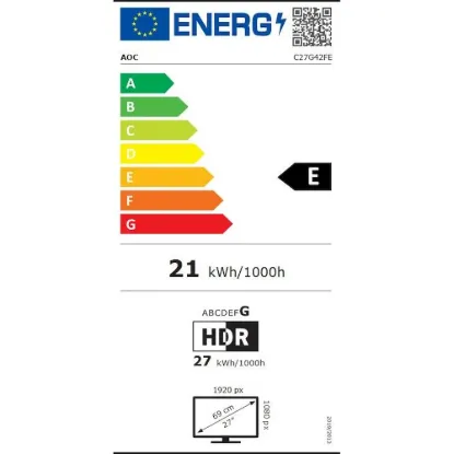 Obrázek AOC MT VA LCD WLED 27" C27G42FE - VA panel, 1920 x 1080, 180 Hz, 0, 5 ms, HDMI, DP, Zakřivený