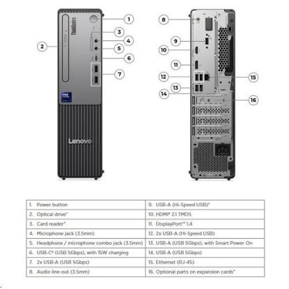 Obrázek LENOVO PC ThinkCentre neo 50s Gen 6 SFF - Ultra 7 265, 16 GB, 1TSSD, DP, HDMI, Intel® Graphics, W11P, 3Y Onsite