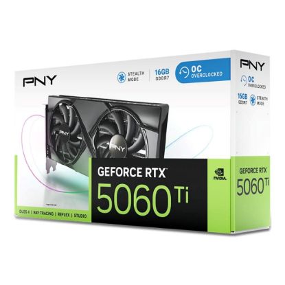 Obrázek PNY VGA Nvidia GeForce RTX 5060 Ti 16 GB OC, RTX 5060 Ti, 16 GB GDDR7, 3xDP, 1xHDMI