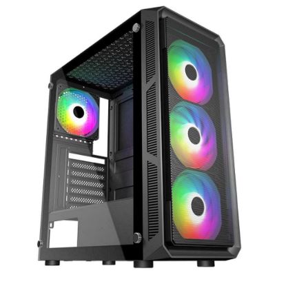 Obrázek VeinX case HERMES MESH Mid Tower, ATX, 1xUSB 3.0, 2xUSB 2.0, 4x ARGB Fan, ARGB Controller, černá