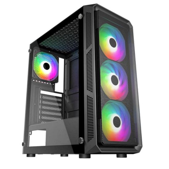 Obrázek VeinX case HERMES MESH Mid Tower, ATX, 1xUSB 3.0, 2xUSB 2.0, 4x ARGB Fan, ARGB Controller, černá