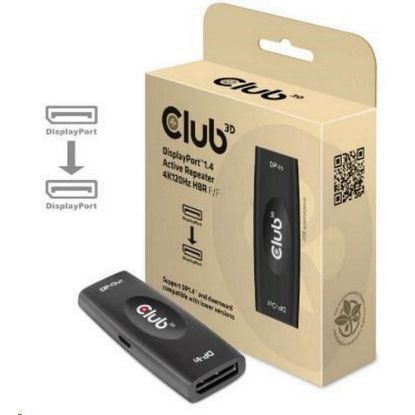 Obrázek Club3D Adaptér aktivní DisplayPort 1.4 Repeater 4K120 HZ HBR3 (F/ F), černá