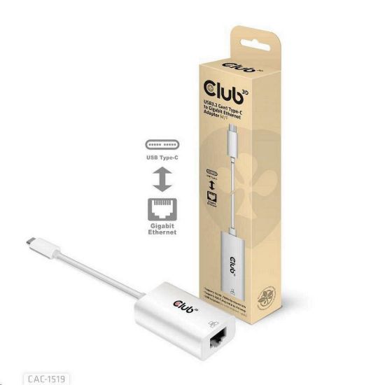 Obrázek Club3D Adaptér aktivní USB 3.2 typ C na LAN (Gigabit Ethernet - 1Gb), 20cm