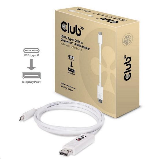Obrázek Club3D Adaptér USB 3.1 typ C na DisplayPort 1.2 4K60 Hz UHD 1, 2m (M/ M)