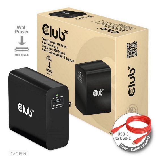 Obrázek Club3D cestovní nabíječka USB- C 140 W GaN Technologie, 1xUSB- C, podpora PD 3.1