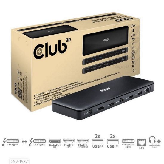 Obrázek Club3D Dokovací stanice USB- C 12v1, 1xDP, 1xHDMI, 2xUSB- C, 4xUSB, 1xRJ45, černá