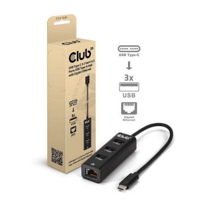 Obrázek Club3D Dokovací stanice USB- C 4v1, 3xUSB, 1xRJ45, černá