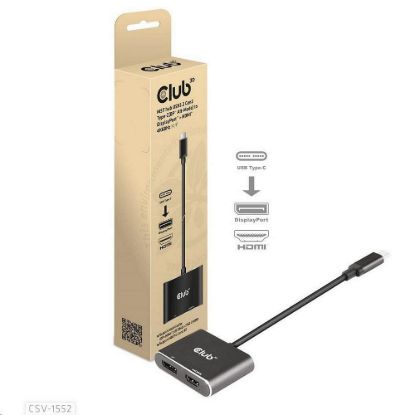 Obrázek Club3D hub MST (Multi Stream Transport) USB3.2 Gen2 Type- C(DP Alt- Mode) na DisplayPort + HDMI 4K60 Hz (M/ F)