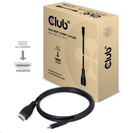 Obrázek Club3D Kabel Micro HDMI na HDMI 2.0 4K60 Hz UHD, (M/ M), 1m
