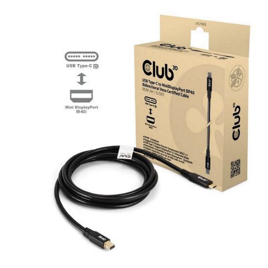 Obrázek Club3D Kabel USB- C na MiniDisplayPort 2.1, 8K30 Hz, DSC1.2, UHBR10, 2m