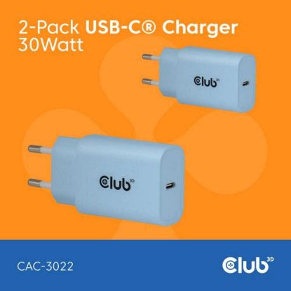 Obrázek Club3D Nabíječka, USB- C, Power Delivery 15V/ 2A, 2- pack, modrá