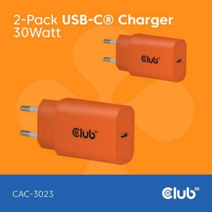 Obrázek Club3D Nabíječka, USB- C, Power Delivery 15V/ 2A, 2- pack, oranžová