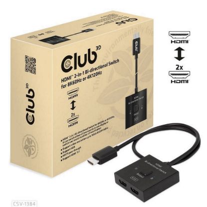 Obrázek Club3D Switch, HDMI na 2xHDMI Oboustranný 2v1, 8K60 Hz, 4K120 Hz
