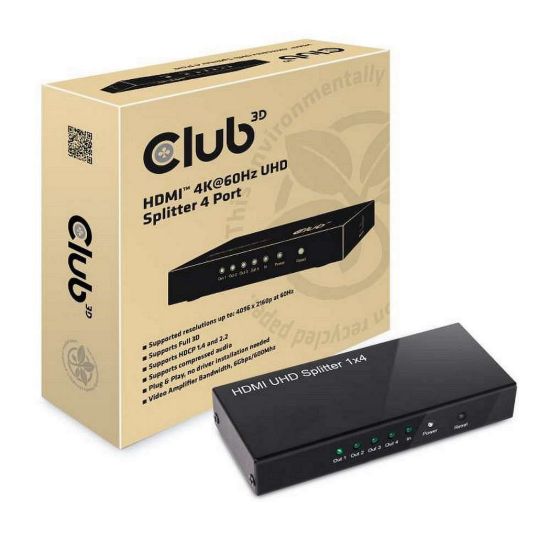 Obrázek Club3D Video splitter 1: 4 HDMI 2.0 4K60 Hz UHD, 4 porty