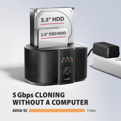 Obrázek AXAGON ADSA- SC, USB- C 5Gbps dokovací stanice pro 2x SATA 6G 2.5"/ 3.5" SSD/ HDD s funkcí klonování