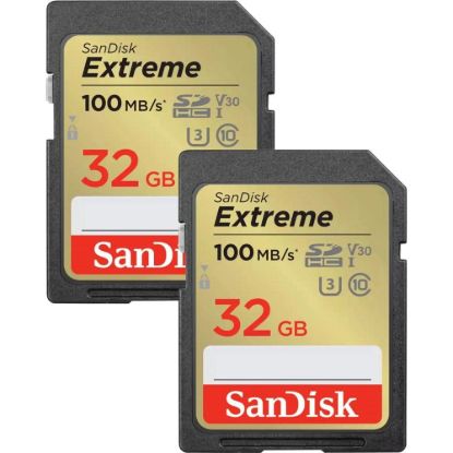 Obrázek SanDisk SDHC karta 32 GB Extreme (100 MB/ s Class 10, UHS- I U3 V30)2- pack