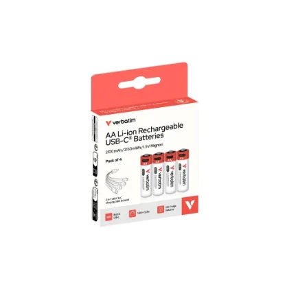 Obrázek VERBATIM Nabíjecí baterie AAA USB- C 4- Pack 500 mAh