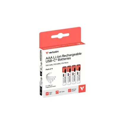 Obrázek VERBATIM Nabíjecí baterie AA USB- C 4- Pack 2100 mAh
