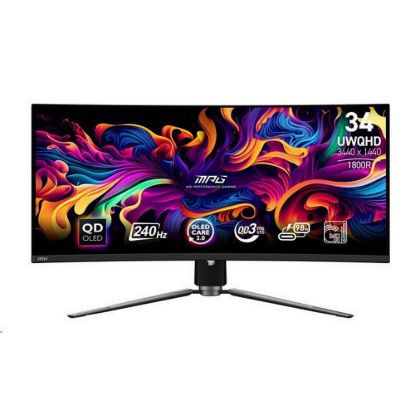 Obrázek MSI LCD MPG 341CQPX QD- OLED, 34.18", 3440 x 1440, QD- OLED, 0, 03 ms, VESA 100 x 100, Black