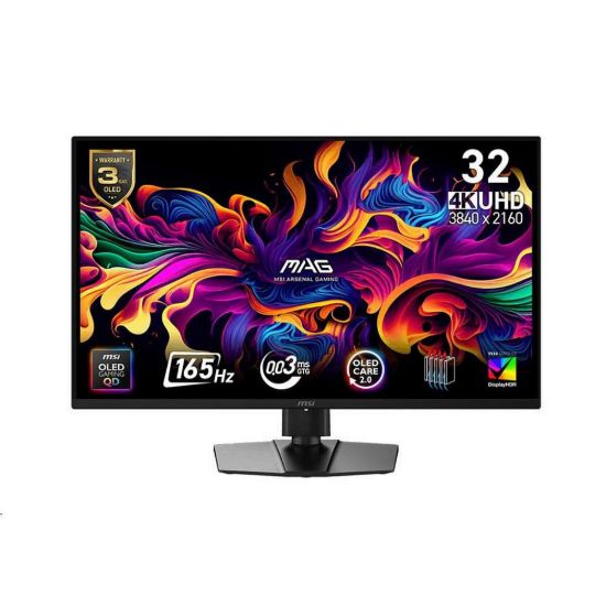 Obrázek MSI LCD MAG 322UP QD- OLED E16, 31.5" 3840 x 2160 OLED, 165 Hz, 178/ 178, VESA, HDMI, DP, USB- C, Audio, Black