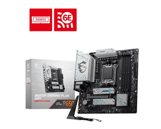 Obrázek BAZAR - MSI MB Sc AM5 B650M GAMING PLUS WIFI, AMD B650, 4xDDR5, 1xDP, 1x HDMI, mATX - Po opravě (Bez příšlušenství)