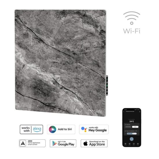 Obrázek AENO GH13s Quadro Chytré Topení, infrared + konvekce, tvrzené sklo, 500W, 50x50cm, Antique marble - LIMITOVANÁ EDICE