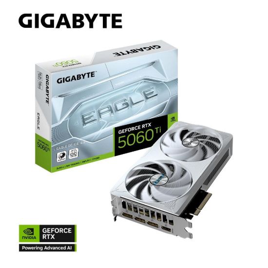 Obrázek BAZAR GIGABYTE VGA NVIDIA GeForce RTX 5060 Ti EAGLE ICE OC 16G, 16G GDDR7, 3xDP, 1xHDMI (POŠKOZENÝ OBAL)